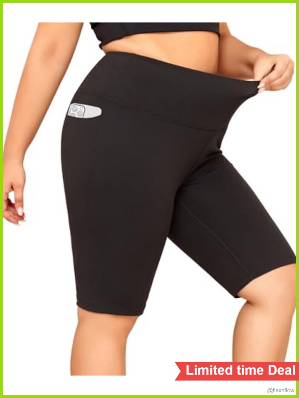 Plus Size Biker Shorts with Pockets Tummy Control High Waist Yoga Gym Workout